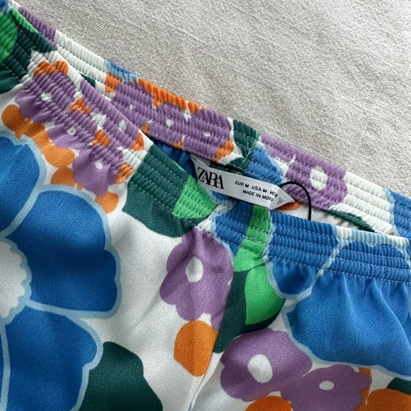 Zara Floral Printed Multicolored Wide Leg Trouser Pants - Picture 5 of 5